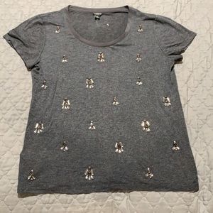 Ann Taylor Grey Bejeweled Tshirt